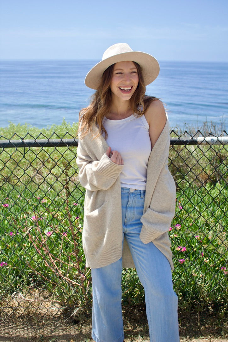 Softest Cashmere Cardigan Coat - Sand