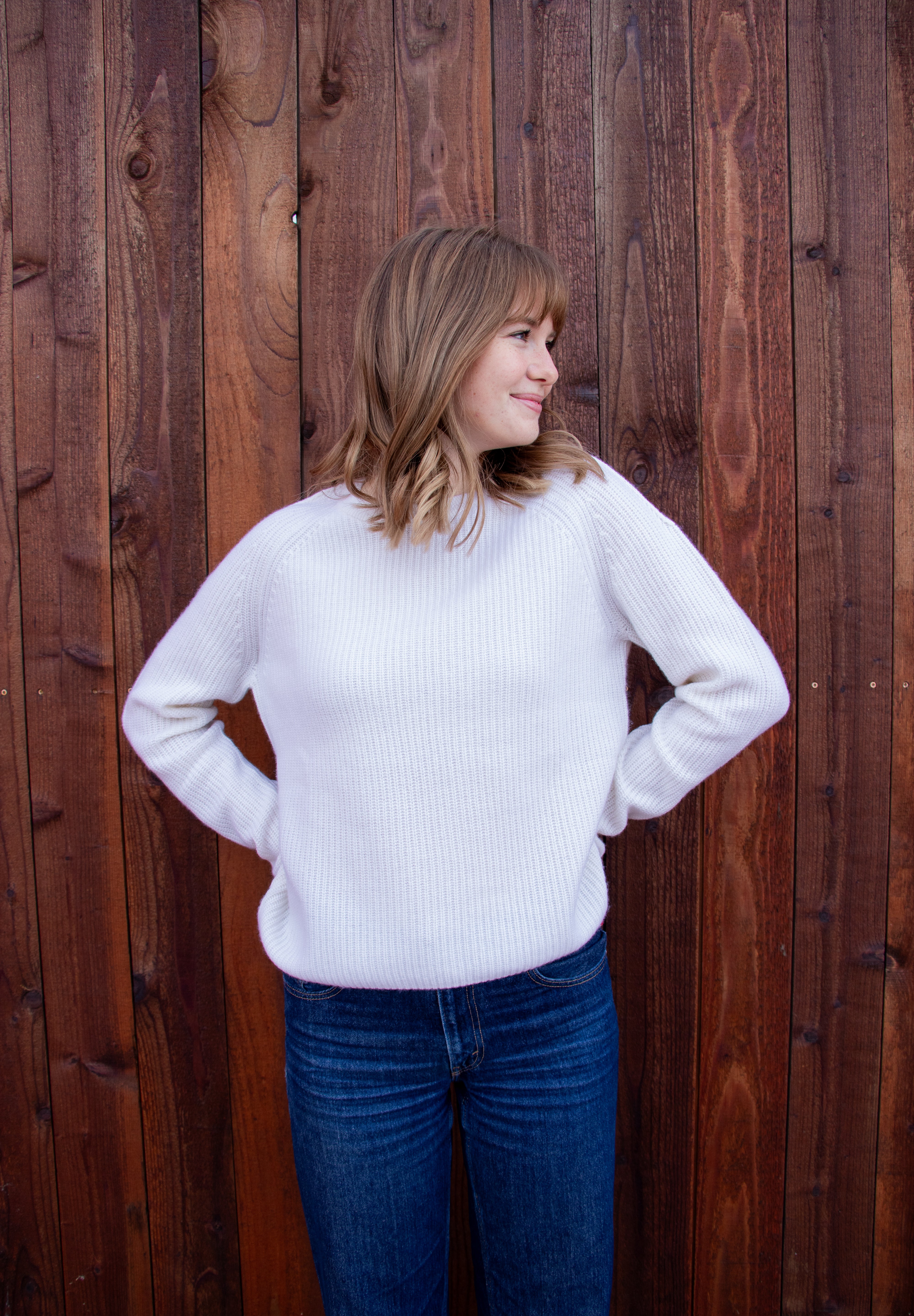 Cashmere Rib Pullover - Coconut
