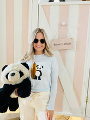 Softest Long Sleeve Tee - Surf Panda - Sky Blue