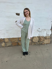 Softest V-neck Long Sleeve Tee - Agave Green