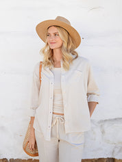 Linen Capri Pant - Sand