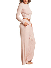 Ultra Soft Rib Lettuce Hem Wide Leg Pant