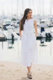 Marilyn Cotton Tie Dress - White