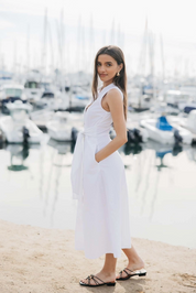 Marilyn Cotton Tie Dress - White
