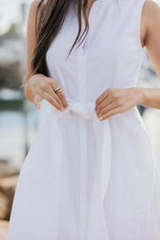 Marilyn Cotton Tie Dress - White