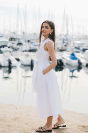 Marilyn Cotton Tie Dress - White