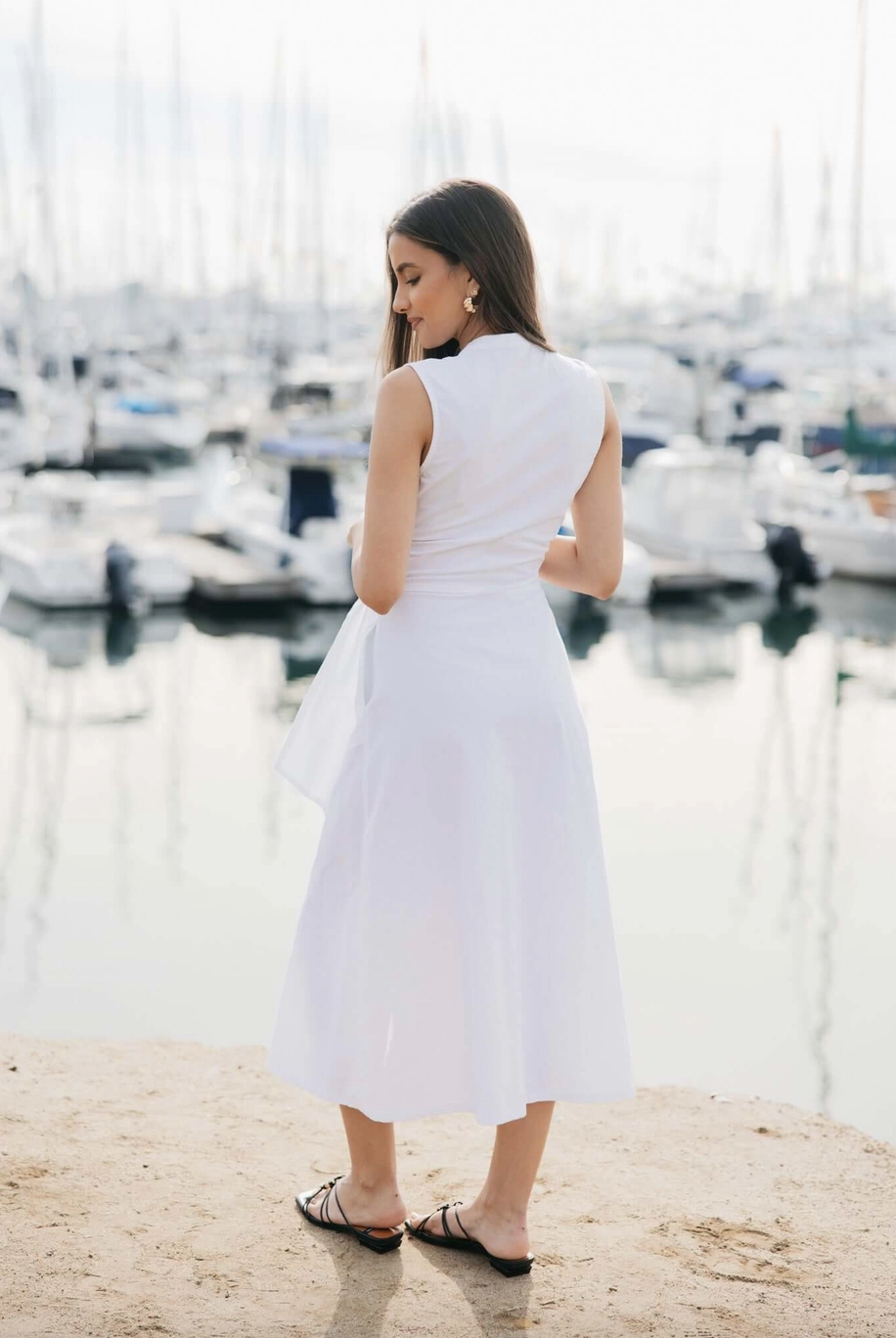Marilyn Cotton Tie Dress - White