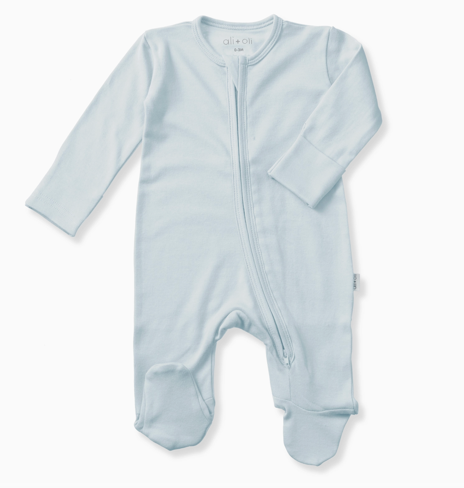 Baby Footie 2-Way Zipper – Blue Organic Cotton Lounge Wear