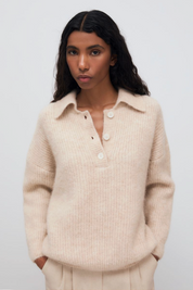 Mimi Woman Knit Polo Moonlight - White