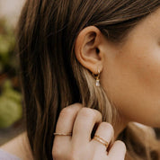 Sophie Baguette Diamond Dangle Hoops: Gold