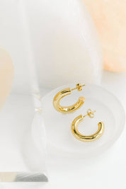 Amelia Chunky Hoops in Gold - Earrings