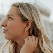 Grace Pearl Hoops: Gold