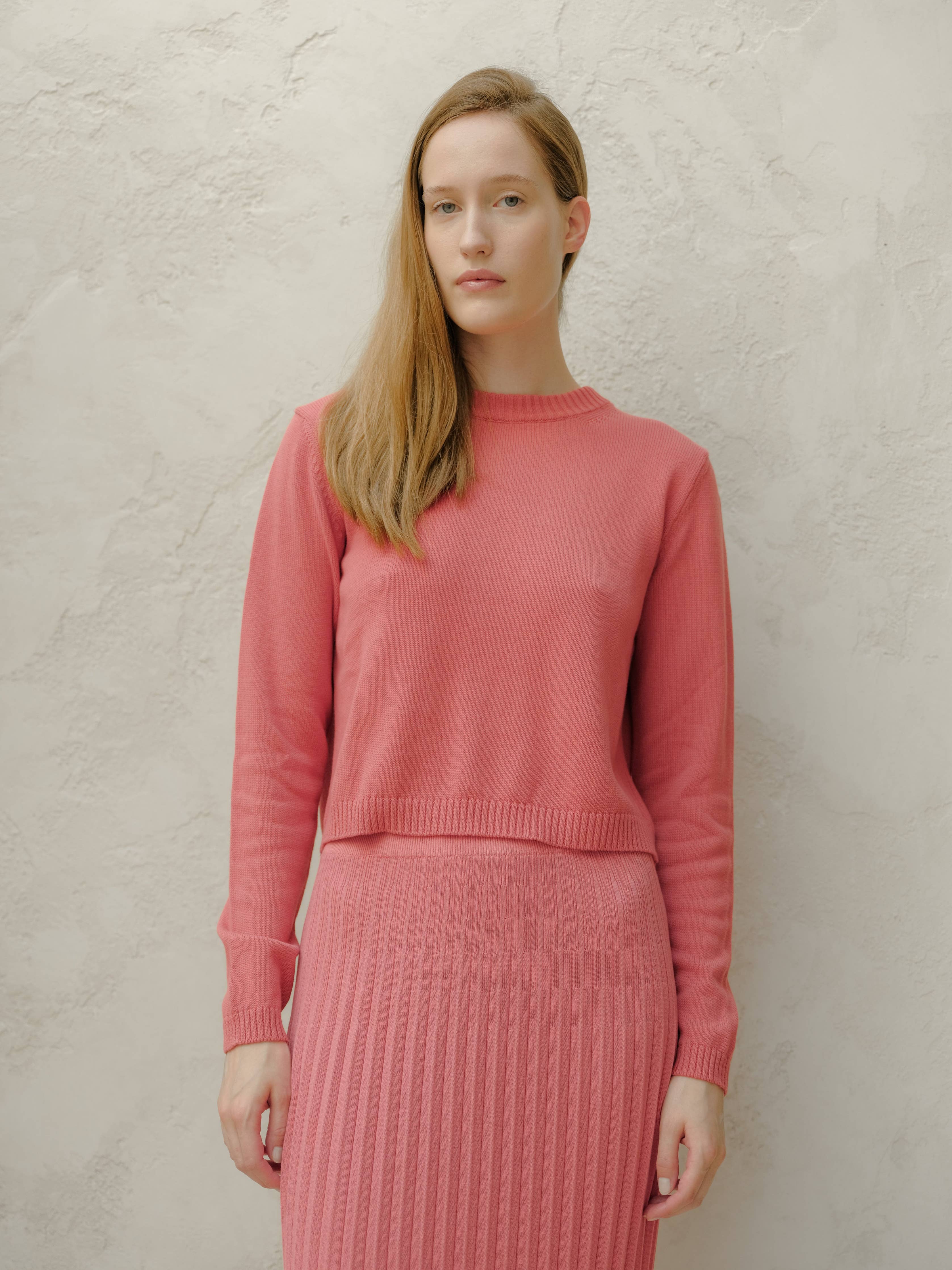 Fine cotton crewneck: Azzurro