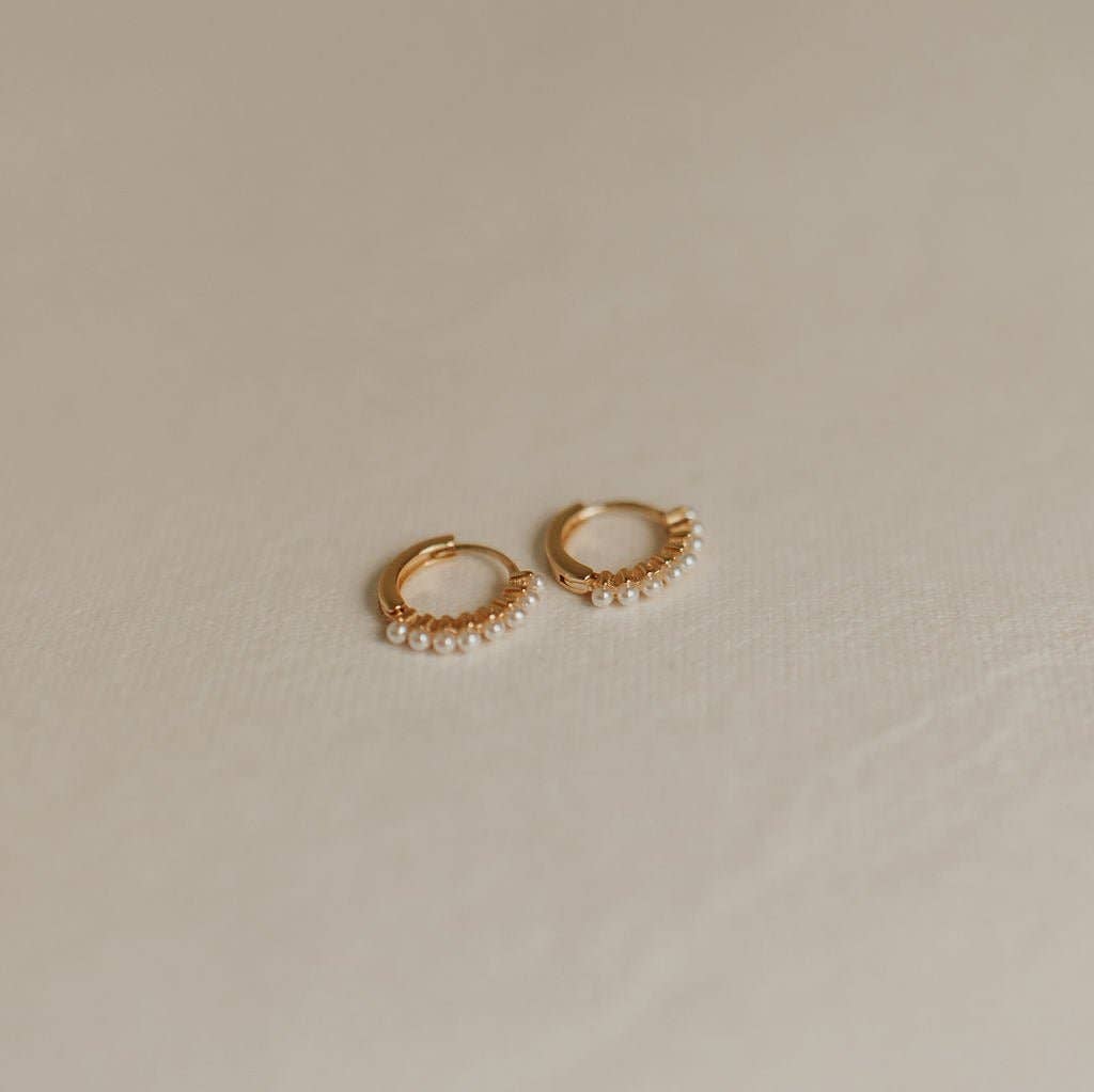 Grace Pearl Hoops: Gold