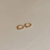 Grace Pearl Hoops: Gold