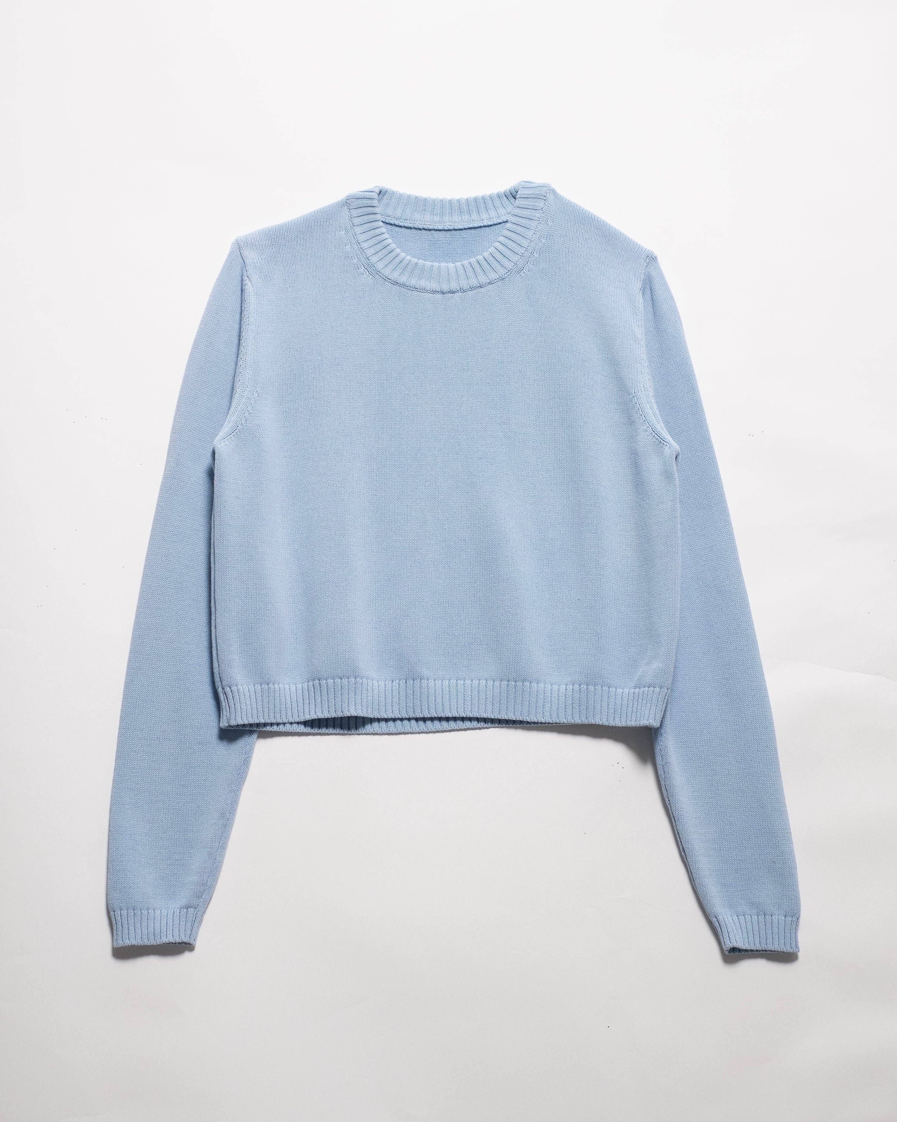 Fine cotton crewneck: Azzurro