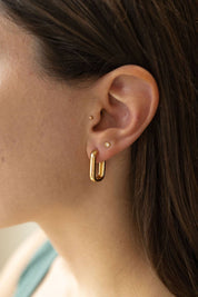 Elongated Hoop Earrings in Gold