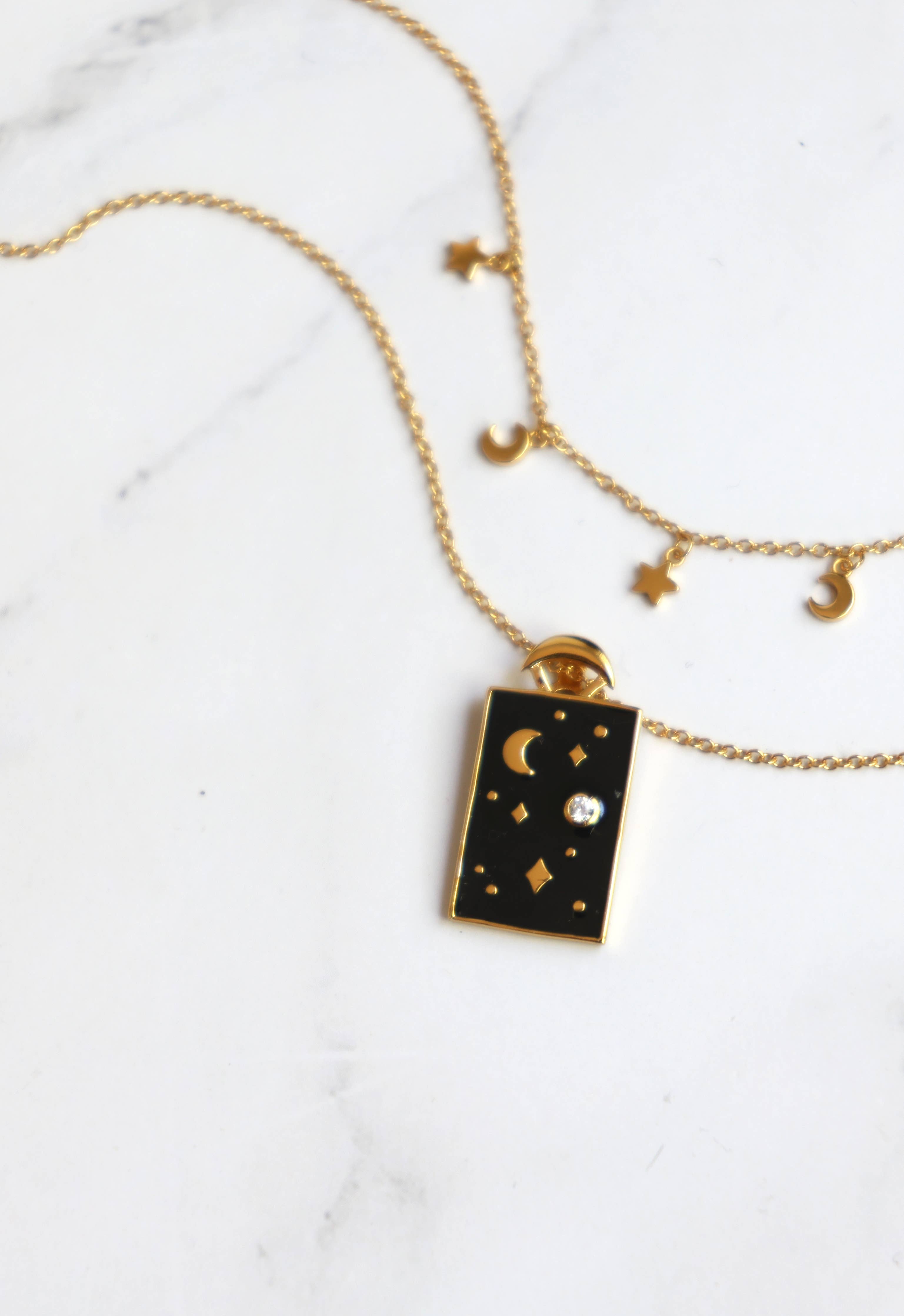 Star and Moon Choker Necklace in Gold