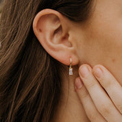 Sophie Baguette Diamond Dangle Hoops: Gold