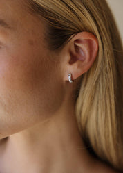 Stargazer Huggie Hoop Earrings in Silver