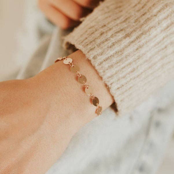 Chloe Gold Filled Coin Bracelet: 7"