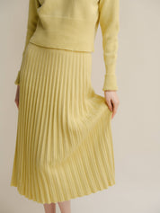 Cashmere Mix Plissè Skirt / Honey