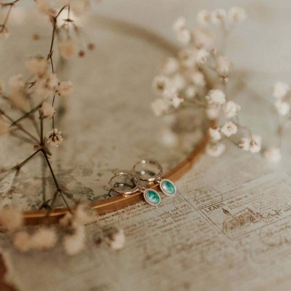 Riley Turquoise Hoops: Gold