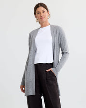 Long Cashmere Cardigan- Stone
