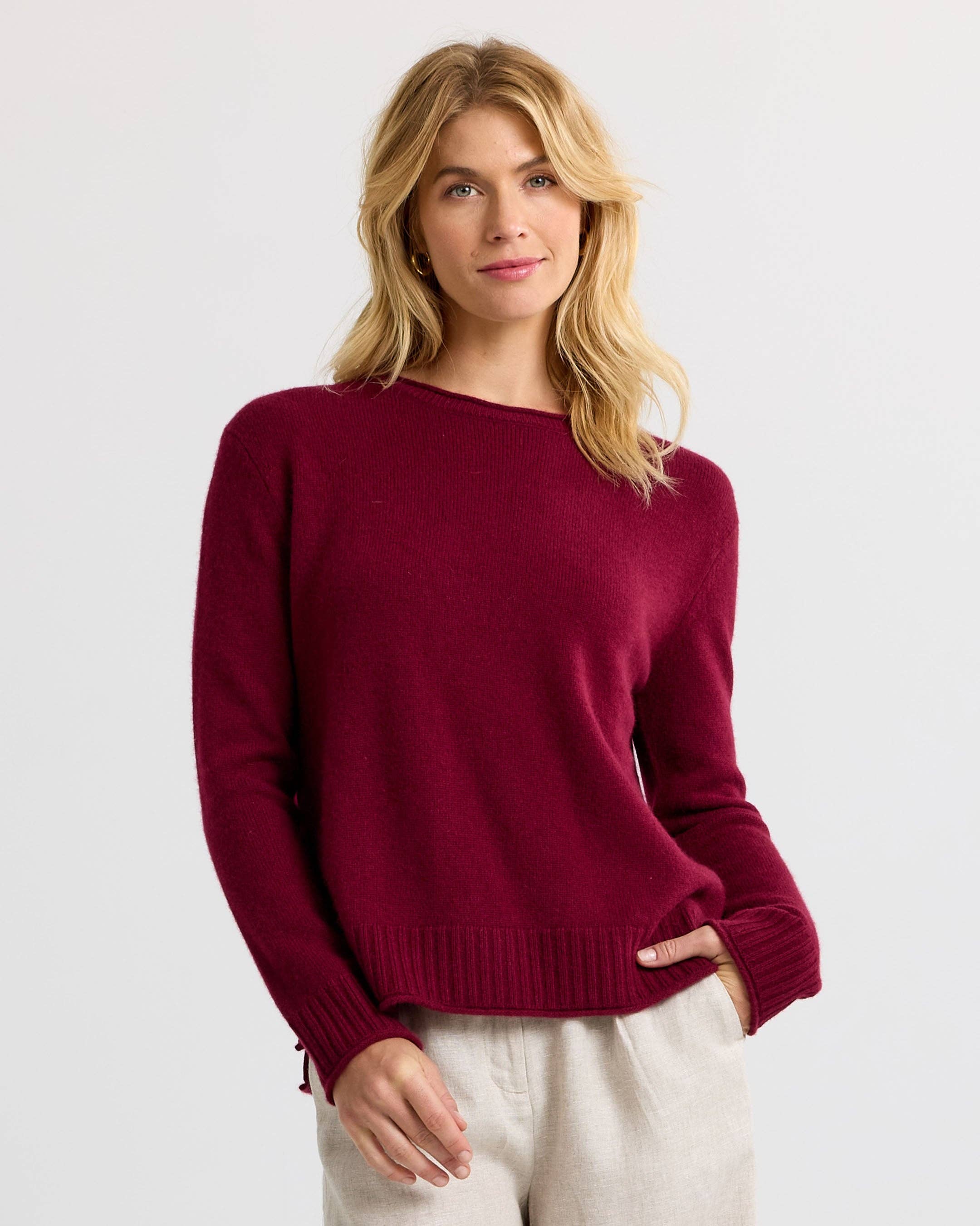 Essential Cashmere Crew-Barolo