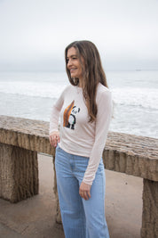 Softest Long Sleeve Tee - Surf Panda - Pink Rose