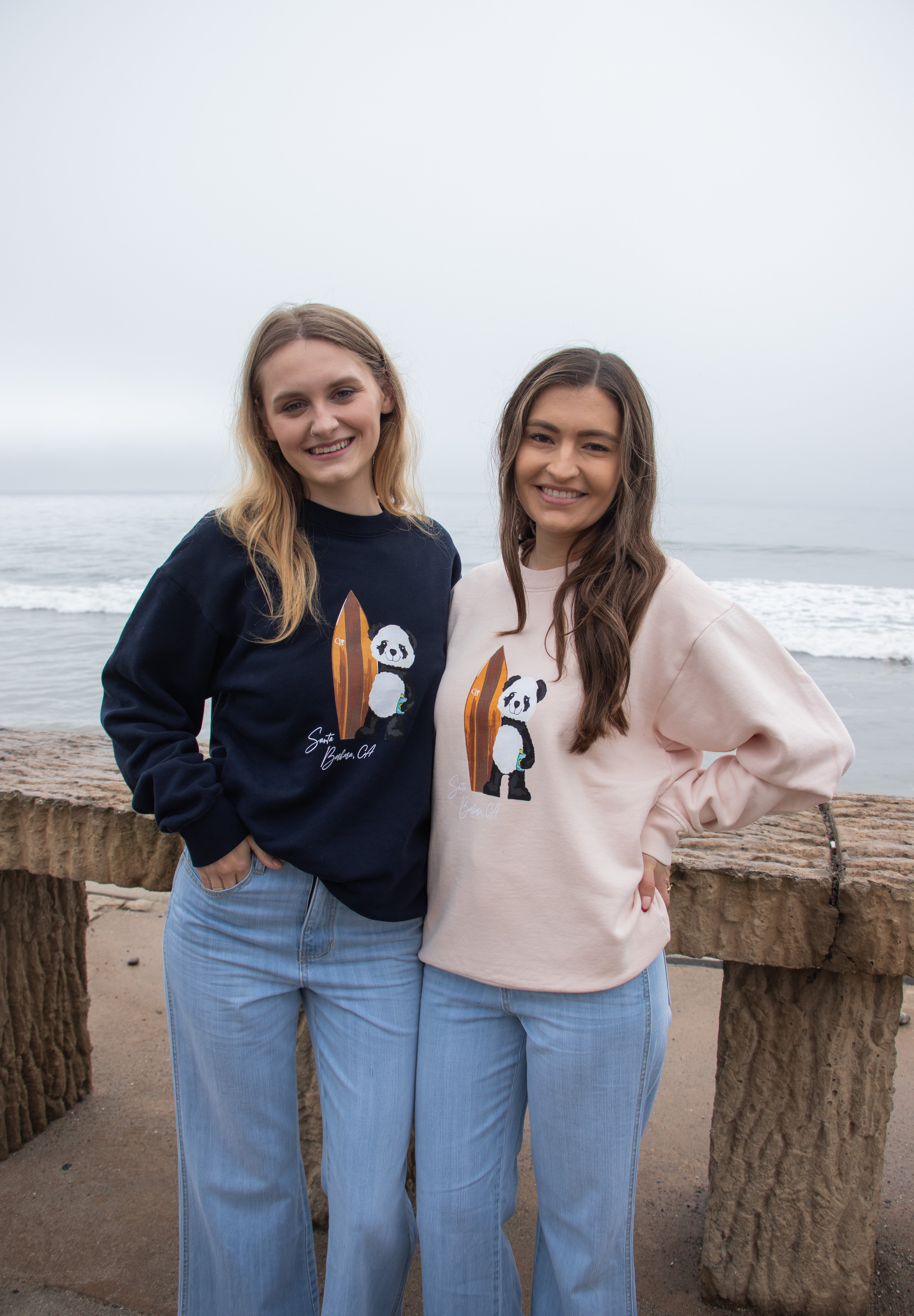 Crewneck- Surf Panda - Ocean Blue