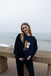 Crewneck- Surf Panda - Ocean Blue