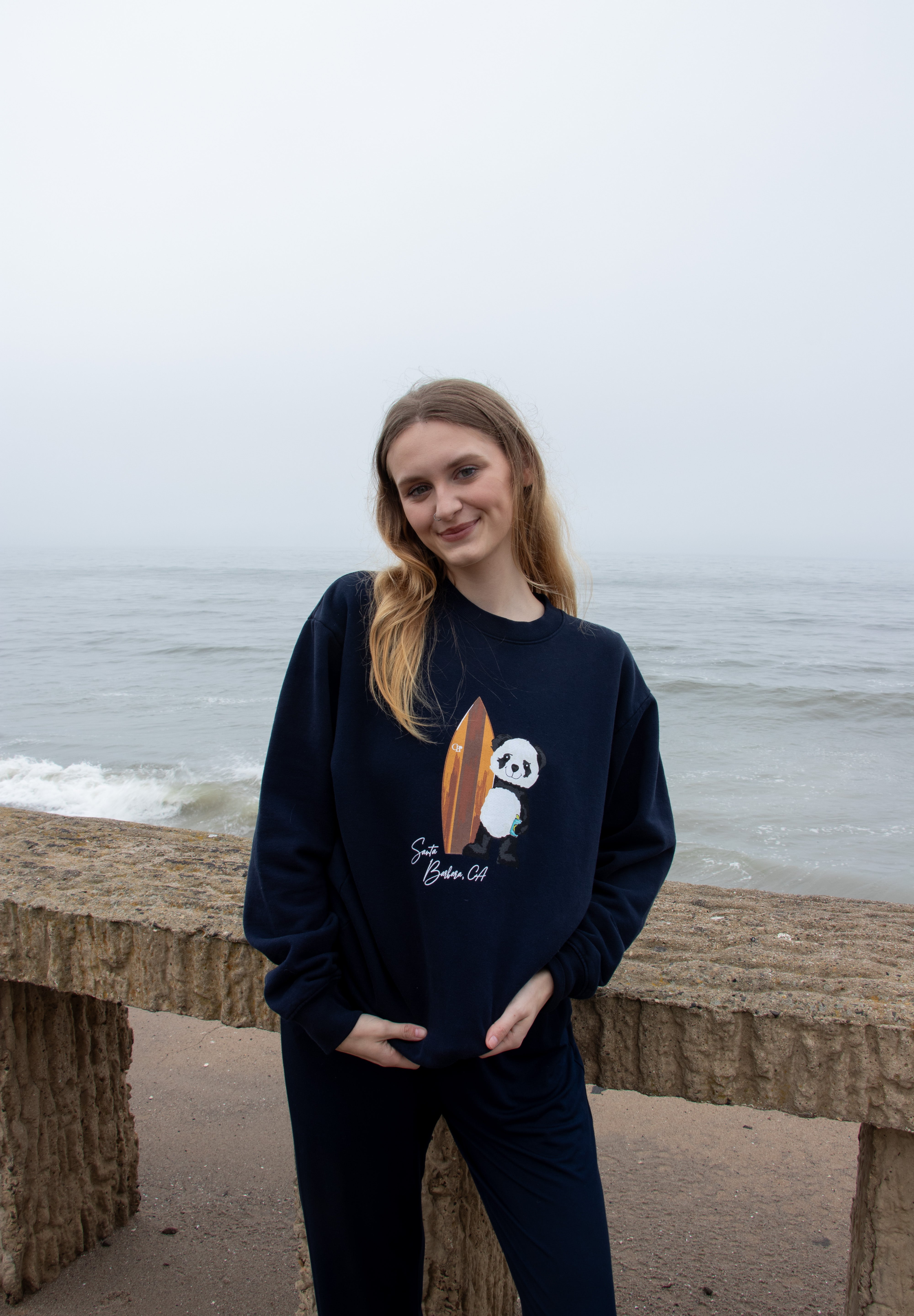 Crewneck- Surf Panda - Ocean Blue