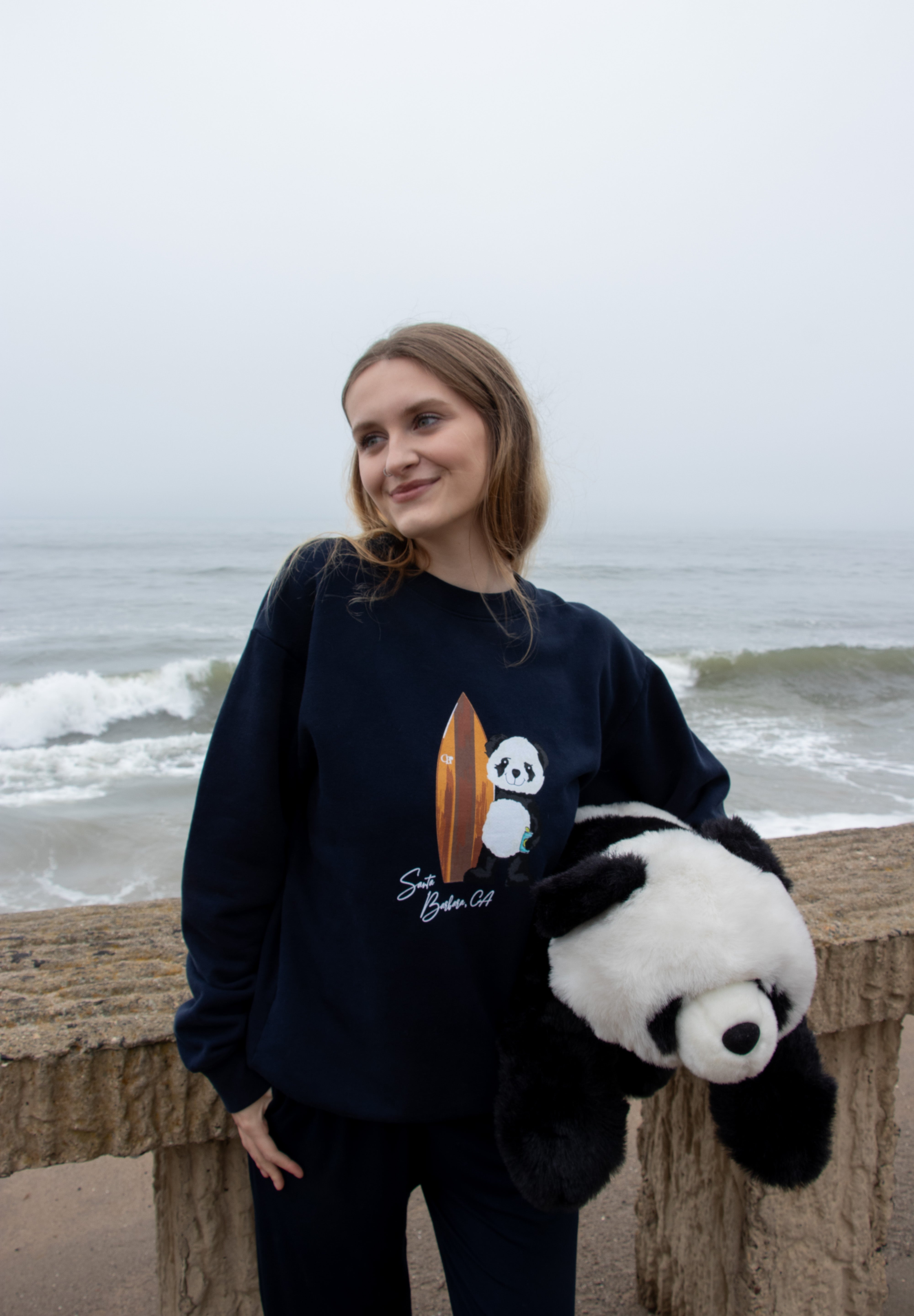 Crewneck- Surf Panda - Ocean Blue