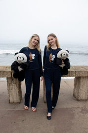 Softest Long Sleeve Tee - Surf Panda - Ocean Blue