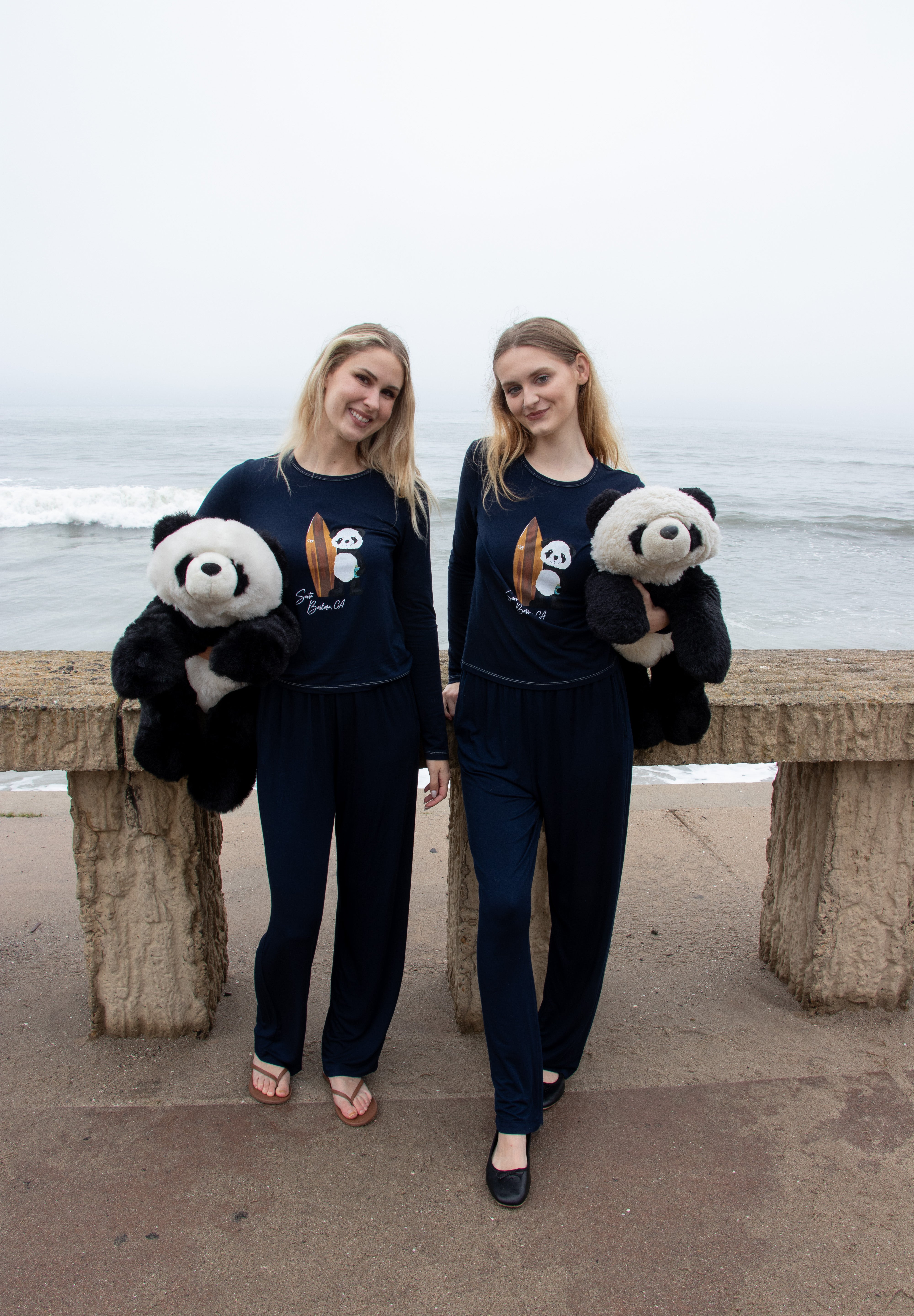 Softest Long Sleeve Tee - Surf Panda - Ocean Blue