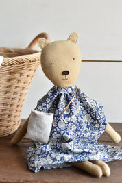 Agatha the Bear – Heirloom Wool Doll in Field Liberty Floral