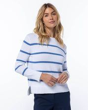 Everyday Cotton Crew - White & French Blue stripe