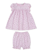 Garden Roses Print Dress W/Diaper Cover - Pink