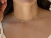 Pearl Drop Choker Necklace in Gold
