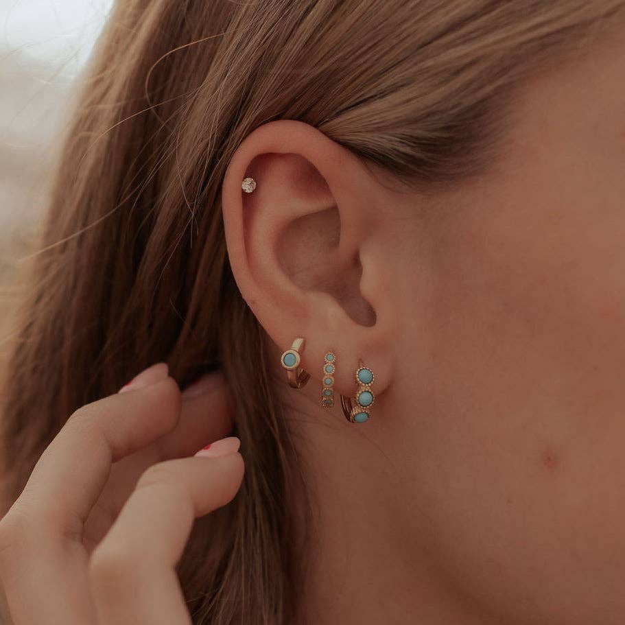 Lainey Turquoise Hoops: Gold