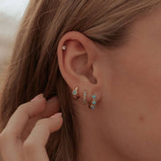 Lainey Turquoise Hoops: Silver