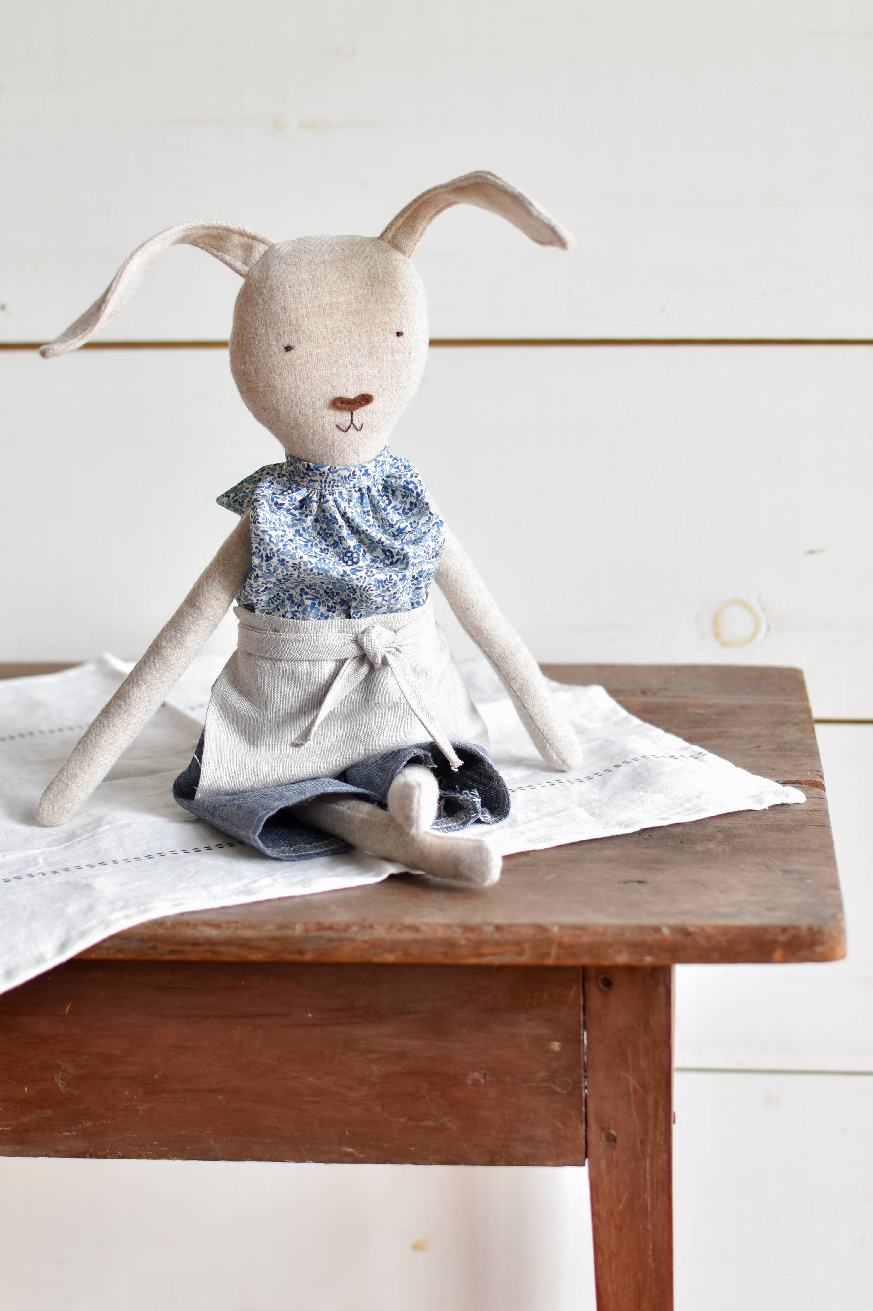 Ruthie the Rabbit – Heirloom Wool Doll in