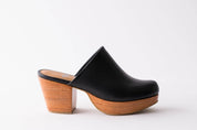 Ava Handmade Leather Women's Clogs: Black