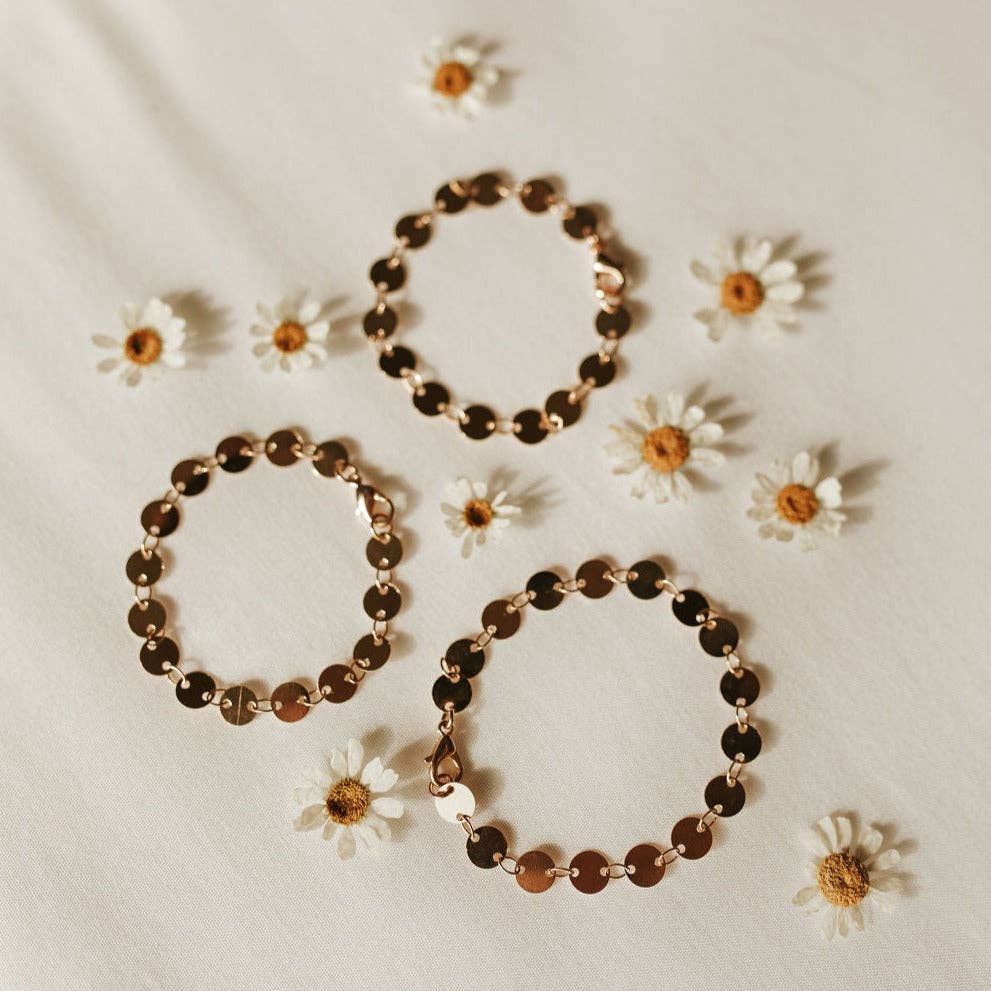 Chloe Gold Filled Coin Bracelet: 7"