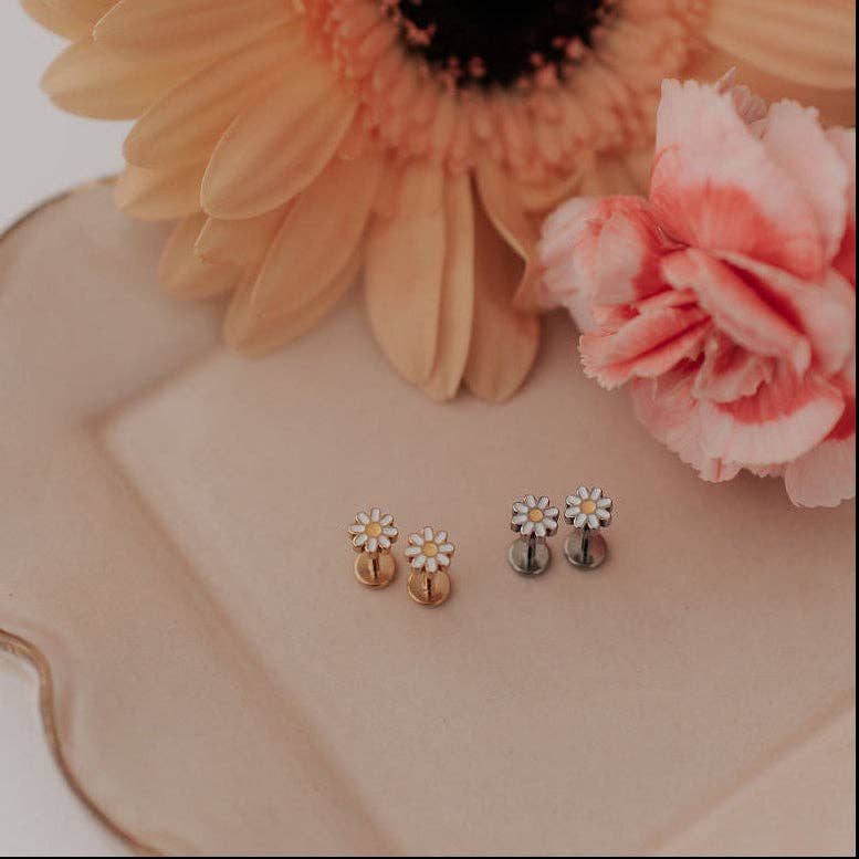Carolina Daisy Flat Back Studs: Gold