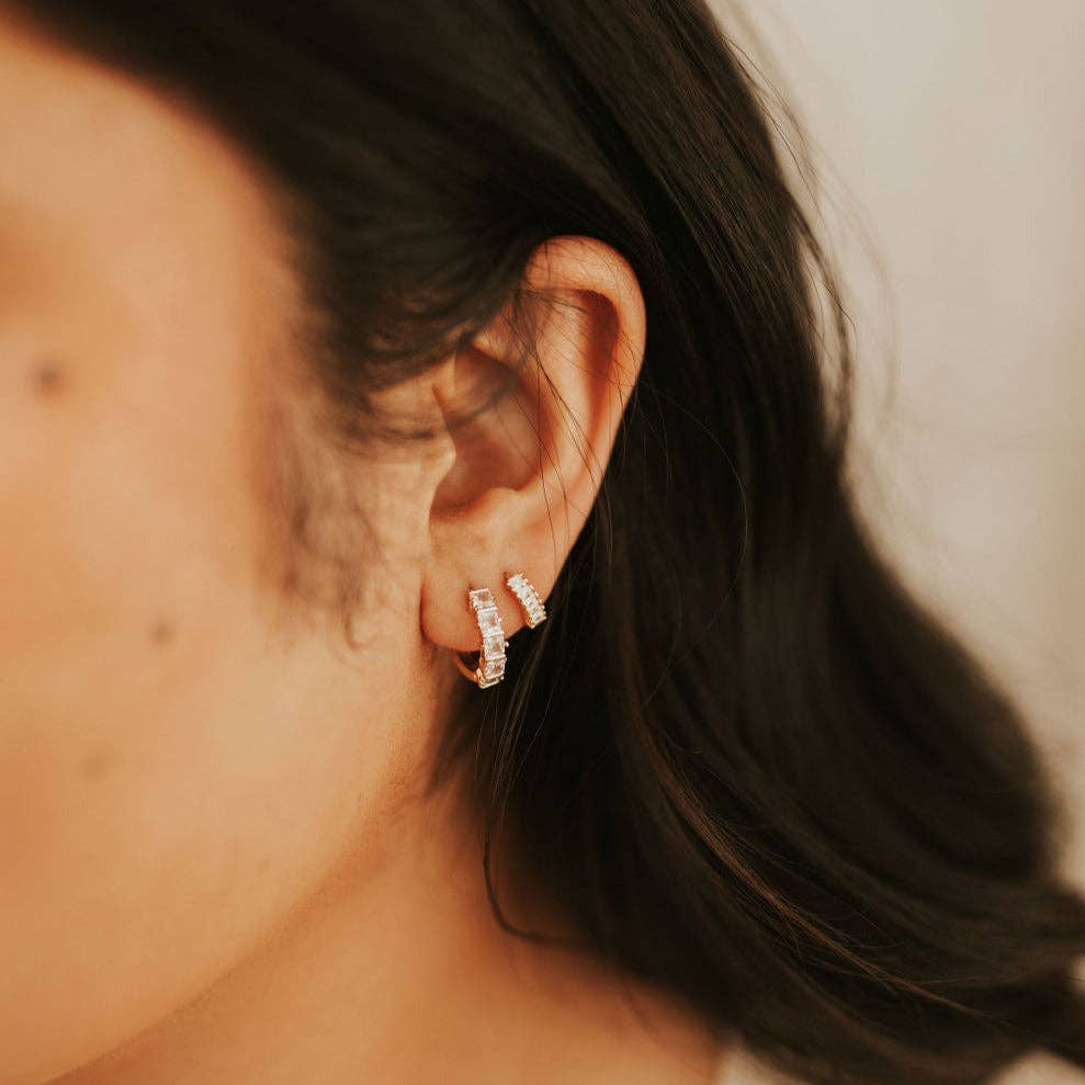 Ivy Diamond Hoops: Gold