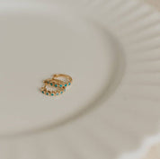Gaby Turquoise Hoops: Gold