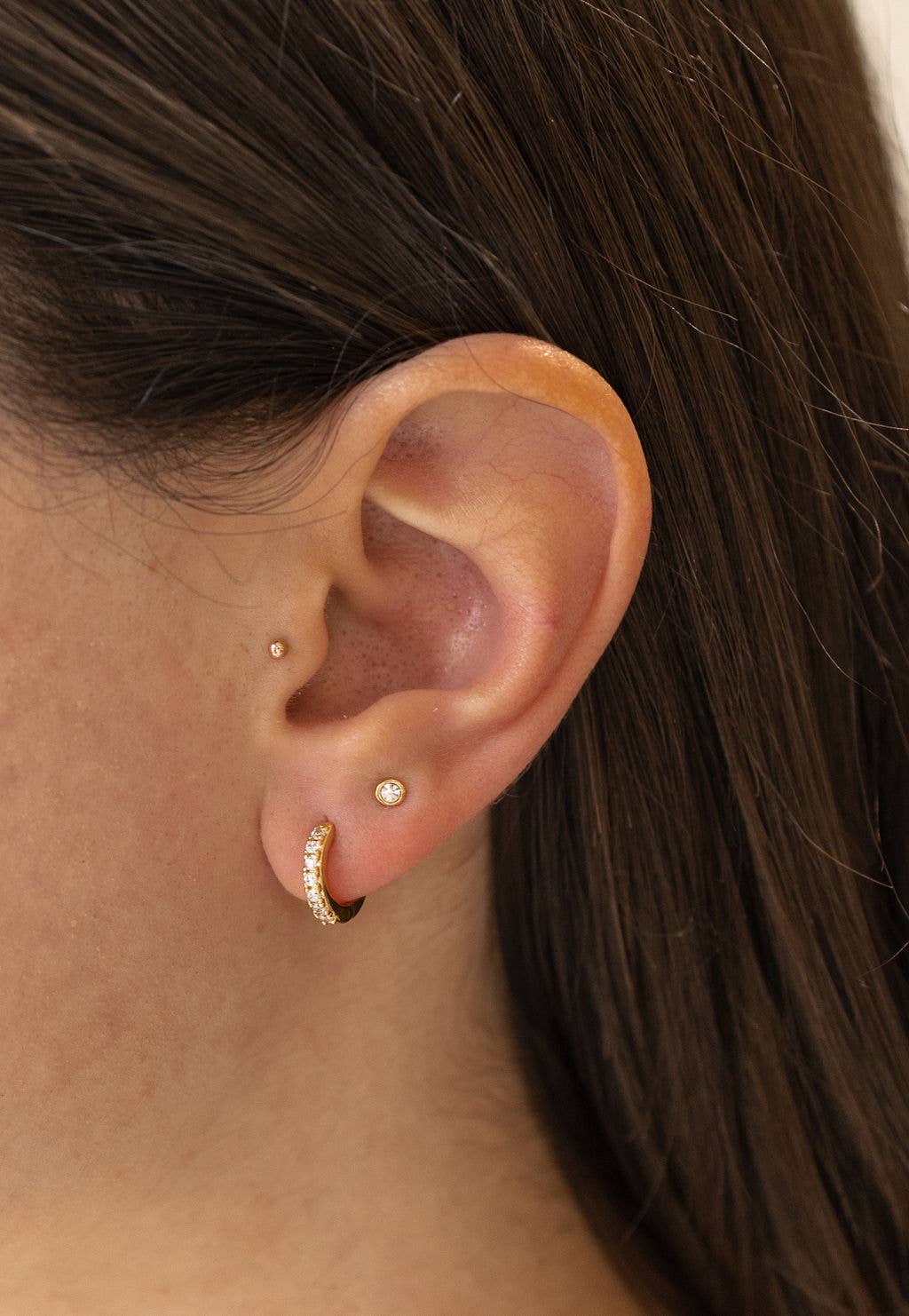 CZ Diamond Huggie Hoops in Gold - Earrings