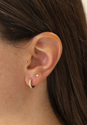 CZ Diamond Huggie Hoops in Gold - Earrings